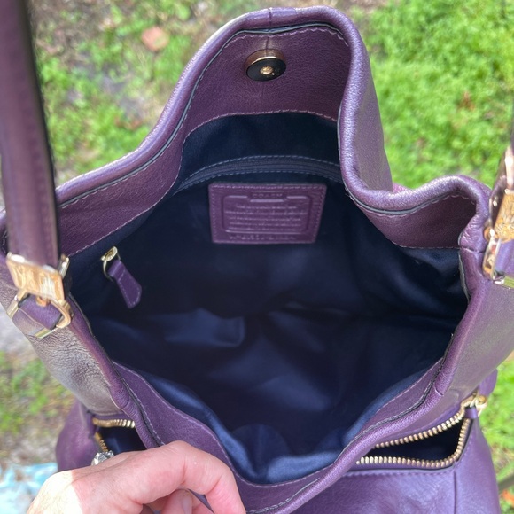 Coach Madison Phoebe purple pebbled leather Hobo satchel Bag - Picture 12 of 15